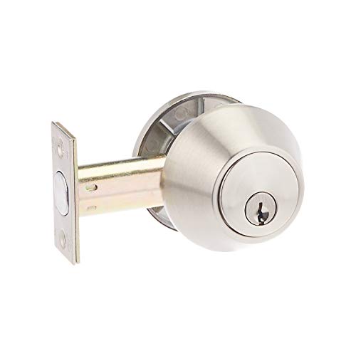 AmazonCommercial Grade 2 Deadbolt with Bump Stop, Heavy Duty Double Cylinder, Satin Nickel