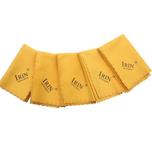 Alnicov 5PCS Universal Microfiber Polishing Cleaning Cloth for Musical Instrument Guitar Violin Piano Clarinet Trumpet Sax Yellow - Image 2