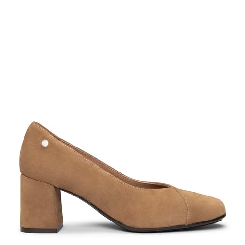 Zapatos Escote en V y Puntera Cuadrada Camel, EU 41