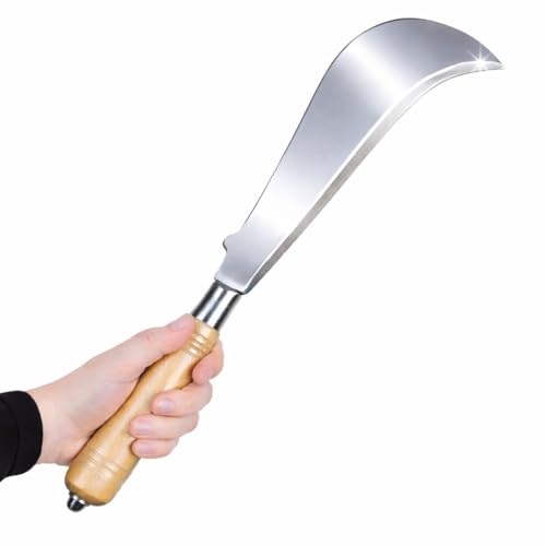 Image of ROBUX Handmade Suspension Billhook Knife | Traditional Agricultural Tool | High Carbon Steel Curved Blade with Wooden Handle | Coconut Cutter & Multipurpose Garden Tool