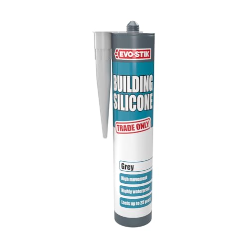 EVO-STIK Building Silicone Sealant Grey - 290ml - Waterproof - High Movement Accommodation - Interior & Exterior Use - Lasts up to 25 Years