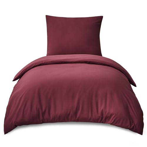 RUIKASI Bettwäsche 155x220 Rot 2teilig - Burgundy Mikrofaser Bettwäsche-Sets Oeko-TEX… – Ansicht 1