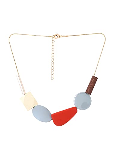 Image of Yellow Chimes Necklace for Women and Girls Fashion Choker Necklace for Women Western | Geometric Statement Style Choker Necklace | Birthday Gift for Girls & Women Anniversary Gift for Wife