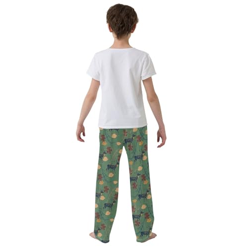 Deer Maple Leaf Boys Long Pants Soft Trousers Elastic Waist Kids Lounge Bottoms with Pockets S-XL3