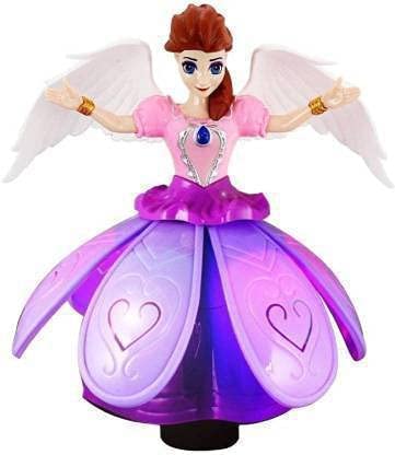 Image of Baby Doll Auto Rotating Princess Dancing Robot Music Toy 360 Rotational 3D LED Lights for Kids Children Birthday Gift Battery Operated Music & Lighting System (Multicolor)