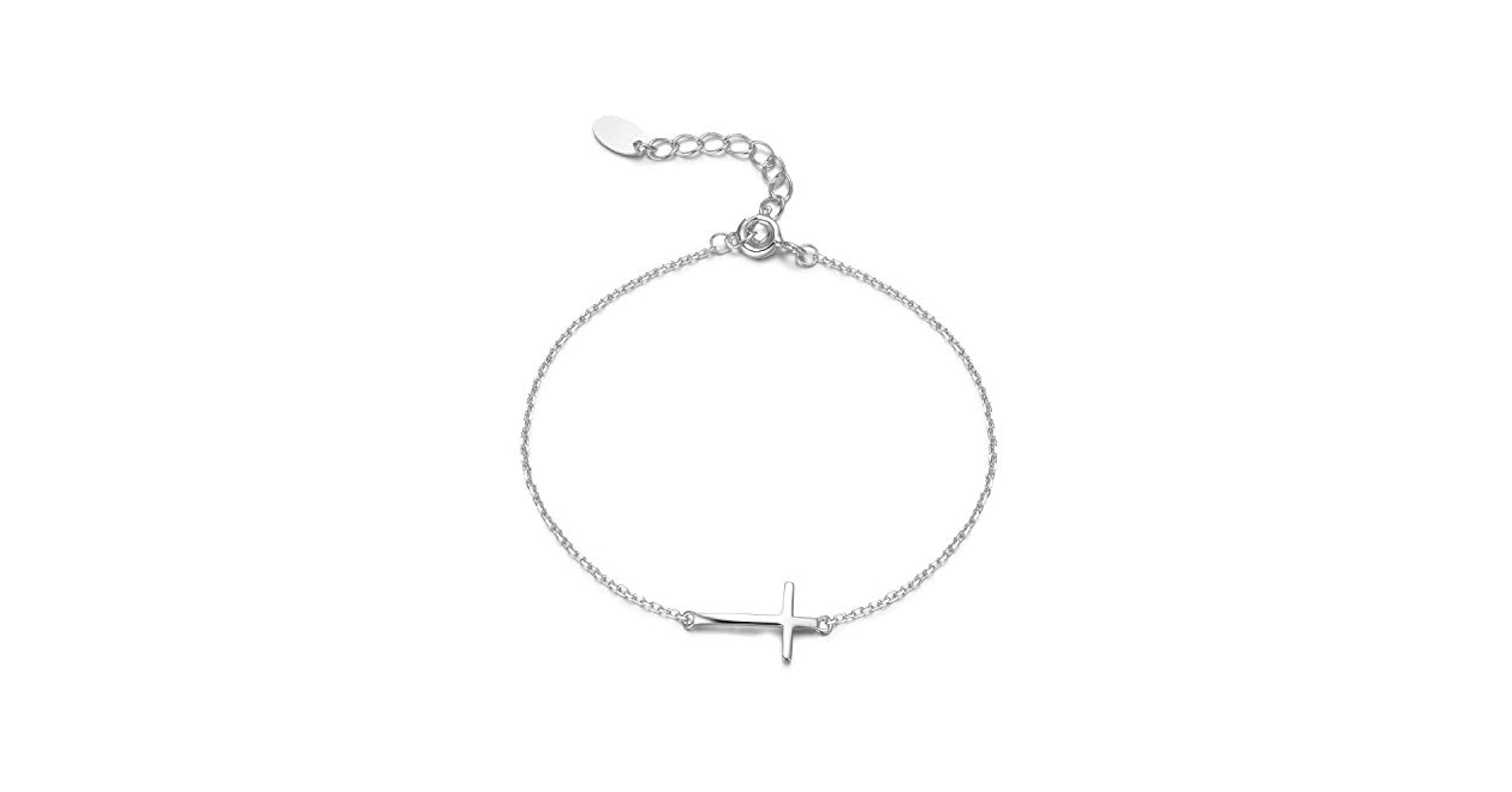 Amazon.com: Dainty Sideways Cross Bracelet in Sterling
