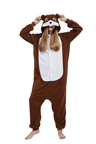DarkCom Unisexe Adulte Cosplay écureuil Animal Onesie Kigurumi Costume Une pièce Pyjama vêtements de Nuit Combinaison S
