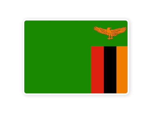 Sticker drapeau ZAMBIE zambien 10cm(S) - 28cm(XL) autocollant bord blanc (taille S : 10cm x 7cm)