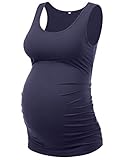 Maternity Tops Maternity Tank Top Maternity T Shirts Maternity Workout Tops Summer Maternity Clothes (Navy,M)