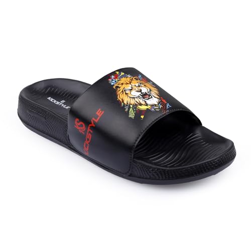 Image of Men's Slider with Lion Design | Comfort Footbed | Extra Soft Doctor Recommended Chappals | Stylish Designer Textured Sole | Lightweight Comfortable Slip-On Slippers KS 2006