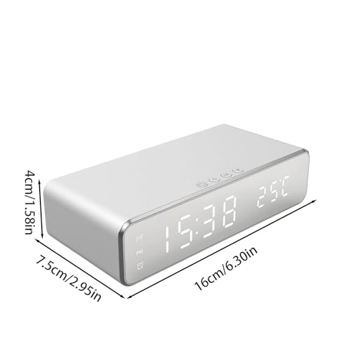 Reloj digital de cabecera con pantalla de temperatura y base de carga inalámbrica rápida 6