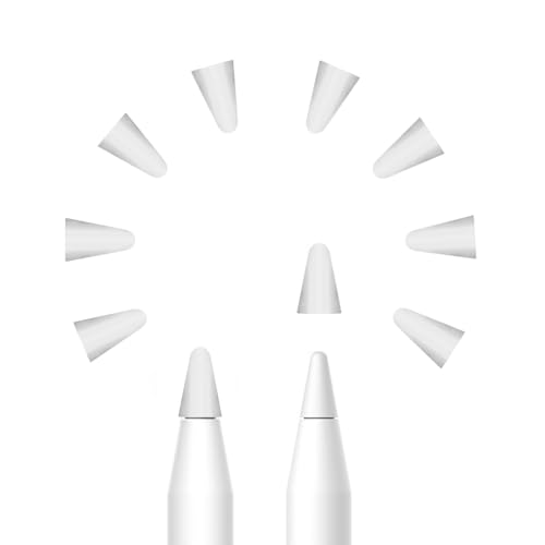 ProElife Pencil Tip Cover 10-Pack for Apple Pencil 1st/2nd Gen & Pro 2024, Silicone Nib Cover Protector with High Sensitivity/Low-Noise Writing (White)