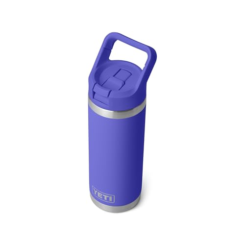 Image of YETI Rambler 18 oz Bottle, Vacuum Insulated, Stainless Steel with Straw Cap, Ultramarine Violet