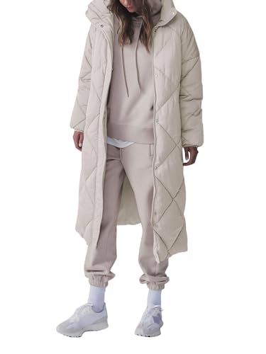 Tankaneo Women's Quilted Puffer Jacket Long Winter Coats Zip Up Baggy Down Outerwear with Pockets