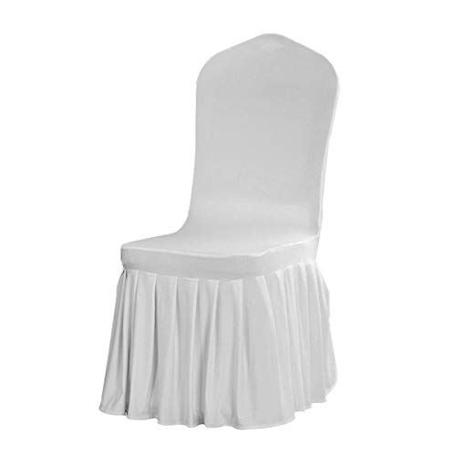 QueenBox® Chair Covers Dining Room Ruffled Skirt Slipcovers Multi-Color Chair Seat Covers White