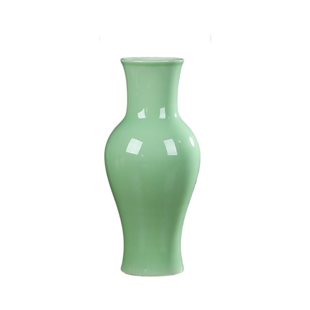 Wazon na kwiaty Ceramiczny wazon – różowy wystrój domu, wkład do kwiatów, chińska ozdoba do salonu(Green)