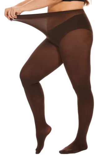 Image of DUCMODA Plus Size Tights for Women, Ultra Soft Solid Color Semi-Opaque Pantyhose, Nylon High Waist Stockings 1X 2X 3X 4X