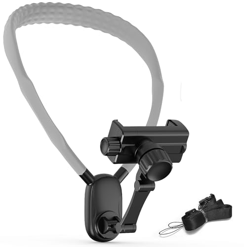DIHEAU Neck Phone Holder for Recording, Hands Free Phone Holder for Action Camera & Phone, Flexible Phone Chest Mount for iPhone 15 14 13 12 Seires? Android Phones and Action Cameras-Gray