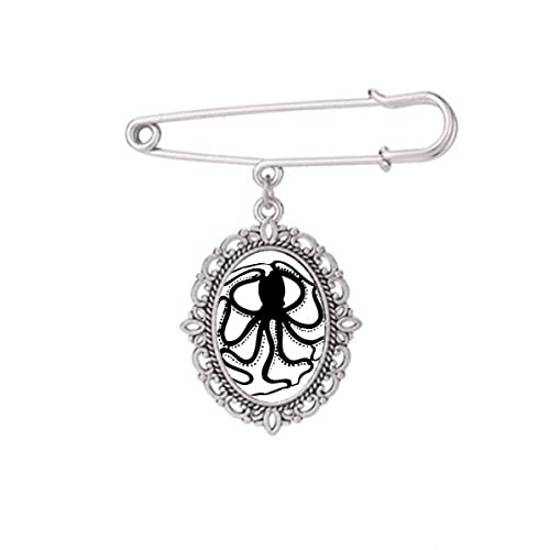 Broche pieuvre noire vêtement de luxe taille M pour châle