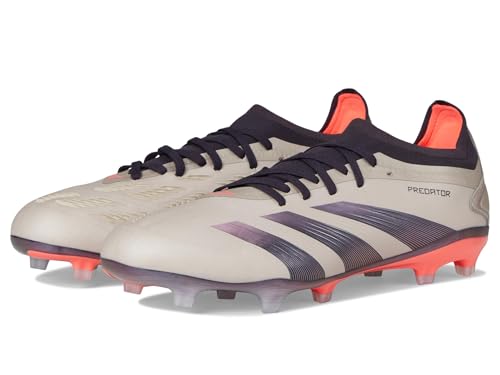 adidas Unisex Predator Pro Firm Ground Sneaker, Platin Metallic/Aurora Black/Turbo, 8.5 US Men