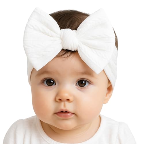 Image of ANNA CREATIONS 3 Pcs Baby Headbands - Soft Flower & Bow Shape Hair Bands for Baby Girls & Boys - Comfortable Elastic Patti Hair Accessories for Infants, Newborns & Toddlers