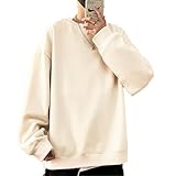 [Zon Smaids] [ ゾン スマイズ ] トレーナー ゆったり クルー ネック トップス カットソー 無地 スウェット パーカー 秋 春 冬 メンズ (カーキ, 2XL)