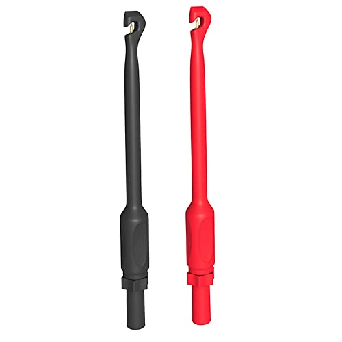 2pcs Black and Red Automotive Wire Piercing Probes Clip Test Lead Puncture WireBack Probe Pins Screw Thread Probe Pins Testing Kit for 4mm Banana Extended Test Cable