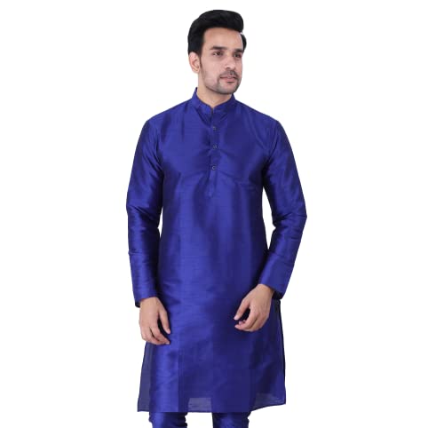 Image of Sadree Men's Silk Blend, Knee Length, Full Sleeve, Mandrin Collor, Solid Style, Attractive Colour, Solid Plain Kurtas