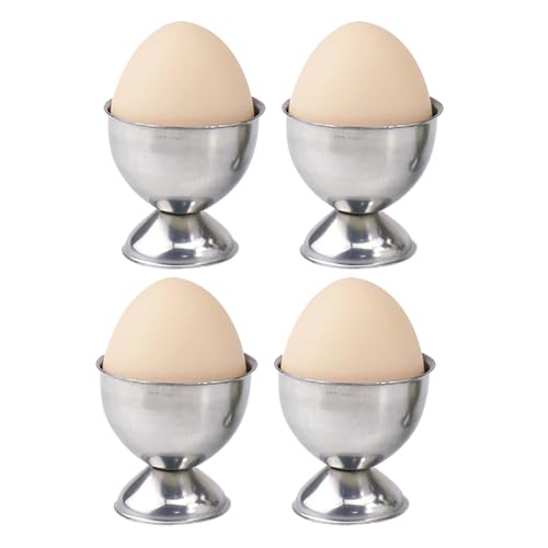 Egg Cups, 4 Pcs Funny Egg Cups, Exquisite Novelty Egg Cups, for Raw Or Hard and Soft Boiled Egg Storage Small Wine Glass Shape for Soft Boiled Eggs Egg Cup Set (Silvery)