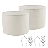 Lamp Shades Drum Lampshade, 13' Top x 13' Bottom x 10' High, Medium Spider Fitter Assembly Required, Lamp Shade Harp Holder Included, Black, 2 Pack，Linen