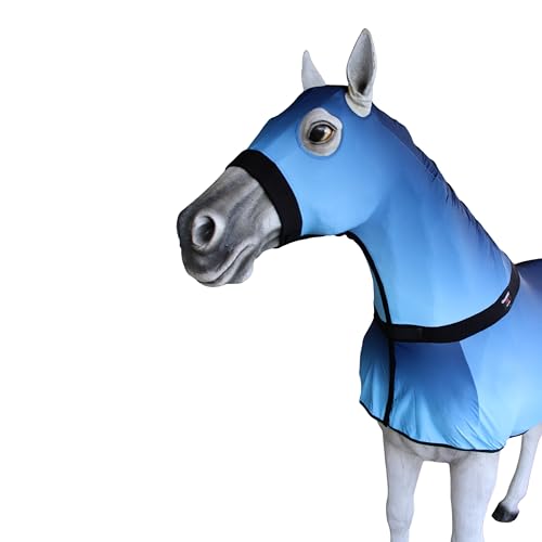 Image of X-Large Challenger Horse Comfort Stretch Sleazy Full Body Sheet with Neck - 4-Way Stretch Spandex Hood, Seamless Face Design - Blue Ombre 521MW14