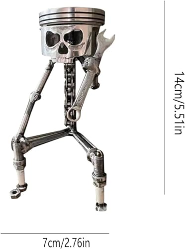 Escultura Decorativa Calavera Carro Metal Plata miniatura 2