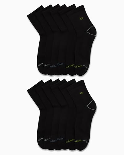 Calvin Klein Mens High Quarter Socks - 12 Pack Breathable Cushioned Athletic Performance Crew Socks for Men (Sizes: 7-12)2