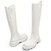 TEAIEUI Women's Knee High Boots Fashion Platform Lug Sole Tall Riding Boots Comfortable Stretch Calf Dress Long Boots Beige 6