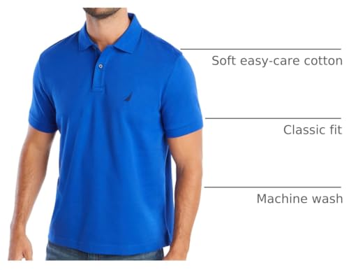 Image of Nautica Men's Classic Fit Short Sleeve Dual Tipped Collar Polo Shirt