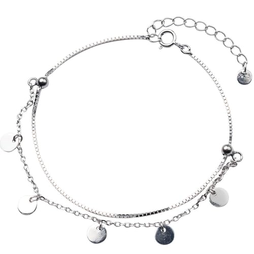 Tobillera de plata para mujer NicoWerk SFK130 con diseño redondo liso ideal para noches de verano