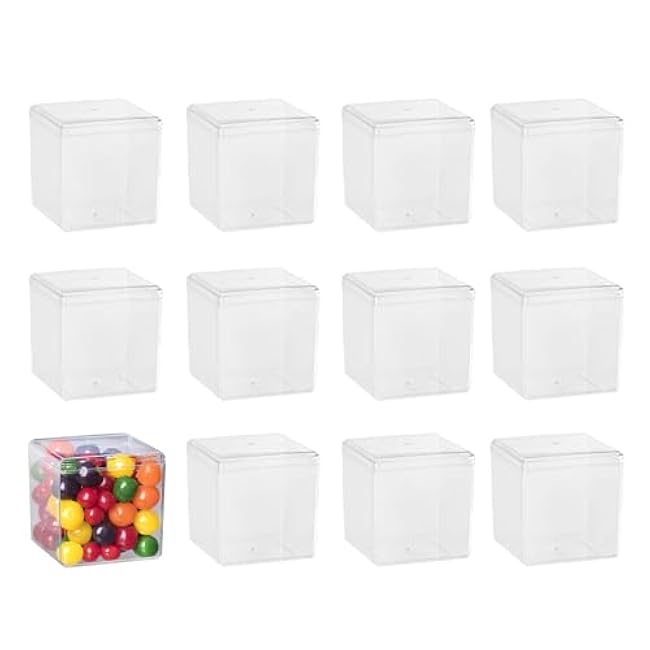 Hammont Acrylic Box - Party Favor Gift Boxes - Clear Cube with Rounded Edges for Gifts, Weddings, Treats, Candies & Accessories - Square Home Storage Boxes | 3¡±x3¡±x3 (12 Pack)