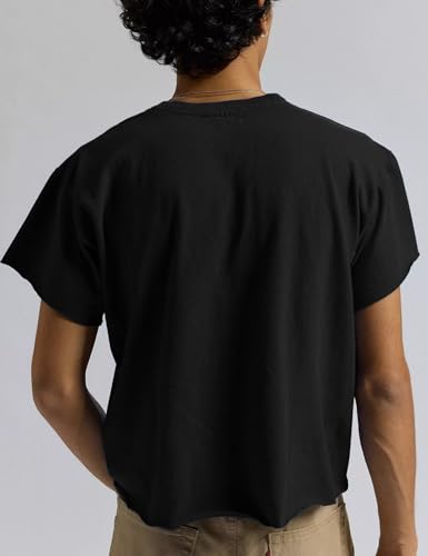 Orchidays Men's Boxy Raw Cut T Shirts Short Sleeve Round Neck Tee Casual Basic Tops2