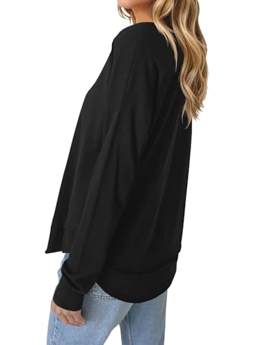 Tankaneo Womens Oversized Scoop Neck Long Sleeve Shirts Casual Loose Fit Tunic Tops Fall Basic Tees4