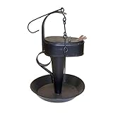 Schooner Bay Co. 11" Early American Black Tin Betty Lamp with Hanger and Wick- Antique Vintage Style