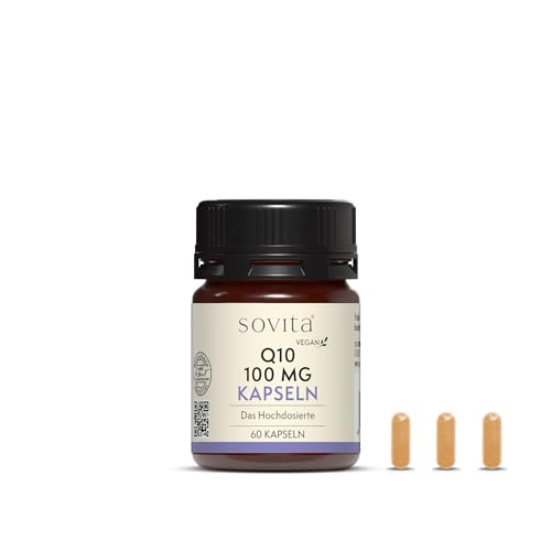 sovita Q10 100 mg Kapseln mit natürlichem Coenzym Q10 | Hochdosiert & vegan zur Unterstützung des Energiestoffwechsels | Ohne tierische Inhaltsstoffe | 60 Kapseln