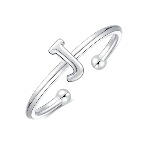925 Sterling Silver Rings - Adjustable Initial & Stackable Cute Rings for Women - Jewelry Gifts
