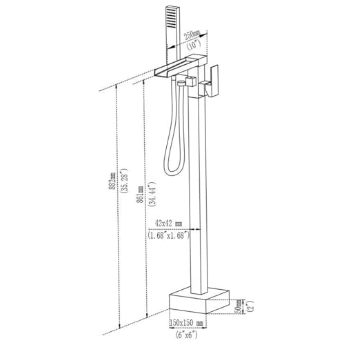 Robinet mitigeur de douche sur pied noir mat cascade 2 fonctions monocommande - 4