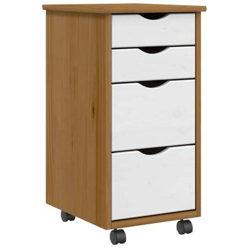 vidaXL Armoire roulante avec tiroirs Moss Bois de pin Marron Miel