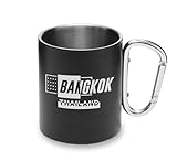 Bangkok Thailand Travely - Taza de metal con asa de mosquetón, taza de camping
