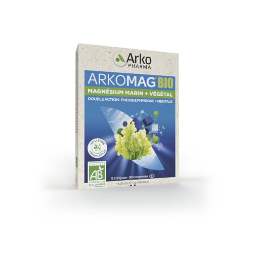 Arkopharma - Arkomag BIO Magnésium Marin + Végétal | Fatigue Physique - Énergie Mentale - Irritabilité | 30 Comprimés