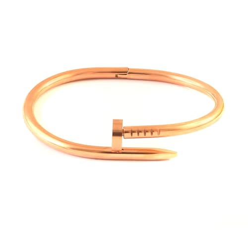 Jewar Nail Design Cuff Bangle Bracelet, Modern Twisted Style, Available in Rose Gold, Yellow Gold and Silver Statement Brushed/Hammered/Textured Bracelet for Women & Men