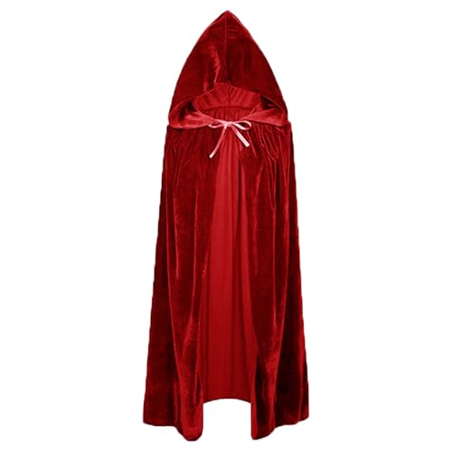Roter Umhang Mit Kapuze, 150cm Länge, Für Halloween Kostüm, Rollenspiel Und Thematische Partys, Bequemes Design Für Erwachsene Und Kinder