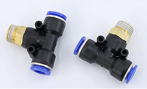Pneumatic Connector 8MM T-Type Male Thread 1/4 Air Tube Push Fitting Three Way Hose Pipe Quick Fitting Connector for Quick Connection of Air Piping,Pneumatic Tools(3-Pcs) 1