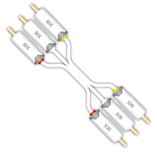 Image of MX RCA Composite Audio,Video Cable 3 Male To 3 RCA Male With Gold Plated Compatible For DVD Players,Television,Projector & Video Game Consoles-2M